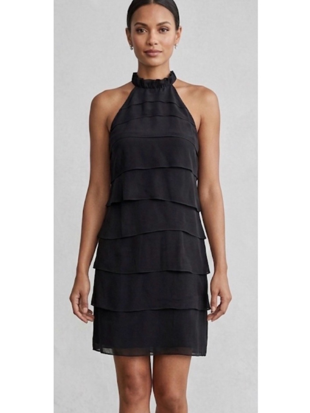 Vince Black Tiered Halter Dress Size 6